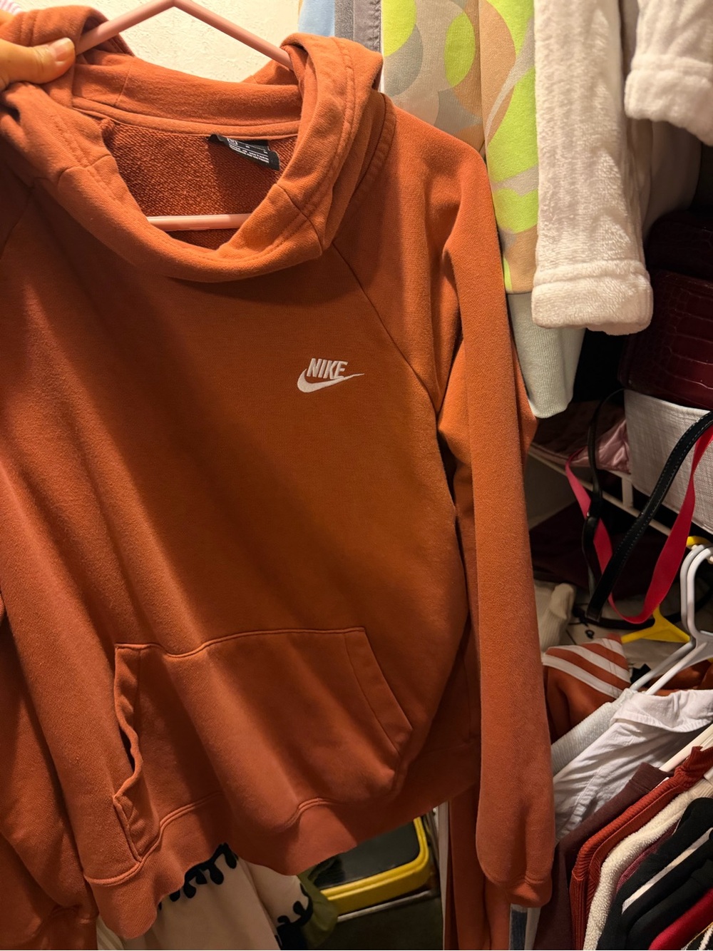 Nike Rust Orange Hoodie with White Logo